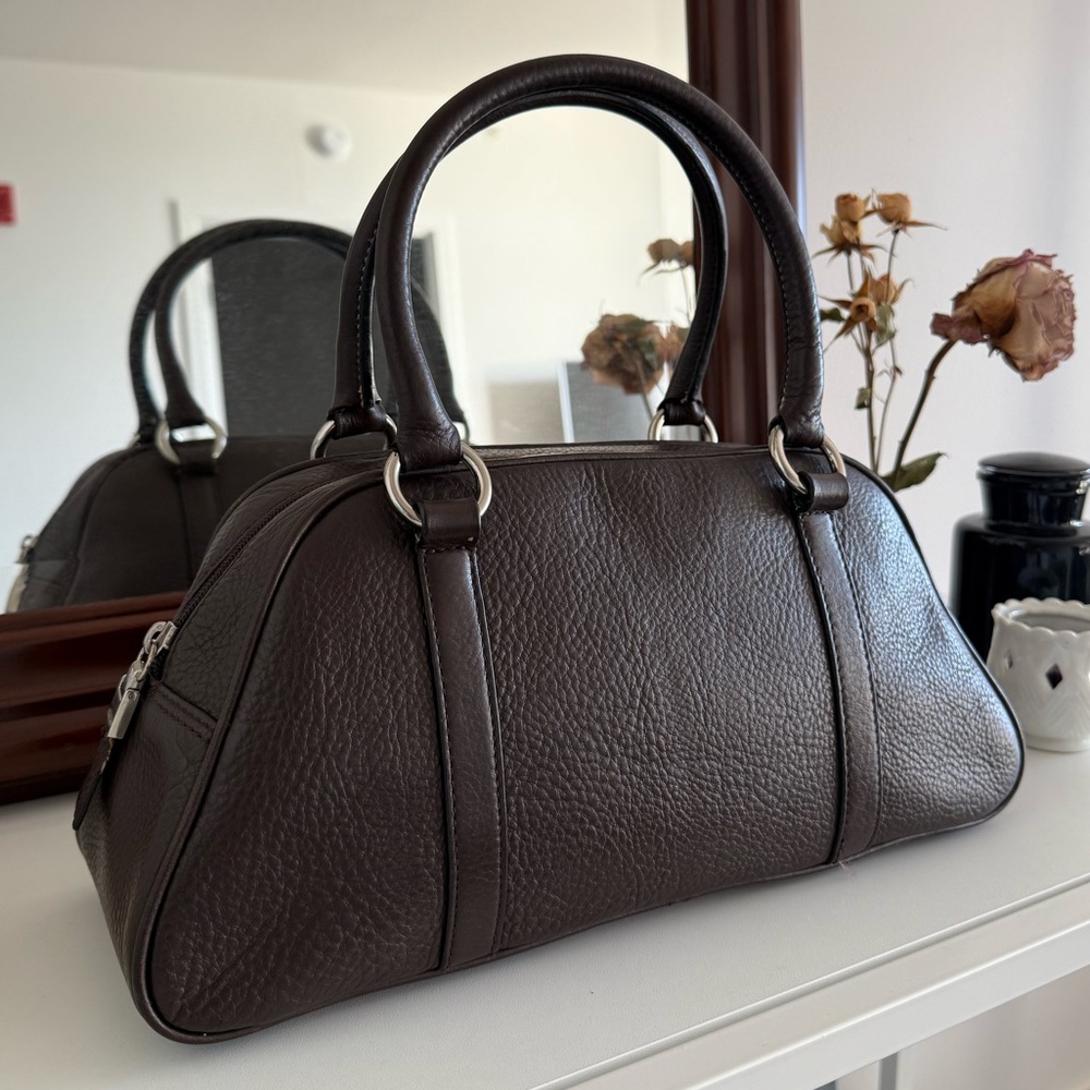 Talbots Purse Leather Top Handle/Satchel Zip Espresso Brown - Picture 2 of 10